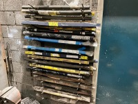 METAL WALL RACK TO INC. ASSORTED WELDING RODS