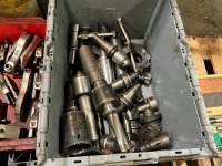 PLASTIC CRATE TO INCLUDE MACHINE CHUCKS & PARTS
