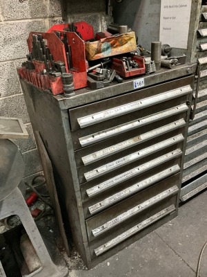 8 DRAWER METAL CABINET & CONTENTS