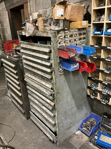 14 DRAWER METAL CABINET & CONTENTS