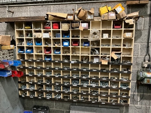 PIGEON HOLE SHELVING & CONTENTS