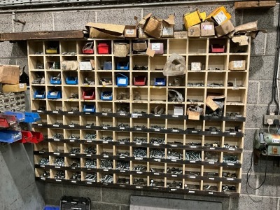 PIGEON HOLE SHELVING & CONTENTS