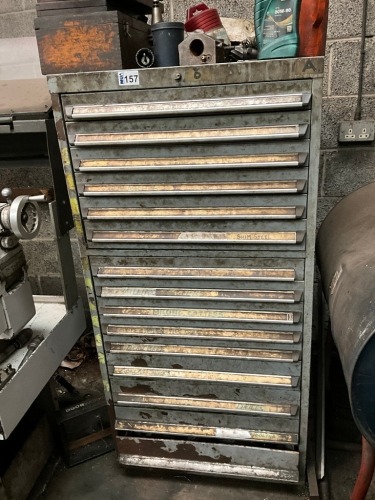 15 DRAWER METAL CABINET & CONTENTS