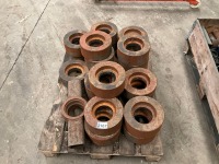 PALLET LOT TO INC. ASSORTED MACHINE ROLLING METAL WHEELS - 3