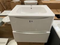 MYLIFE SOFIA 600 TWO-DRAWER WALL-MOUNTED UNIT AND BASIN IN WHITE GLOSS