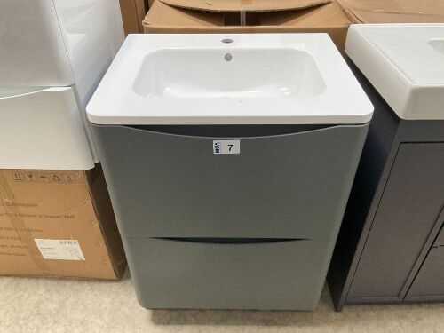 MYLIFE SOFIA 600 TWO-DRAWER FLOOR-STANDING UNIT AND BASIN IN LEAD GREY