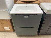 MYLIFE SOFIA 600 TWO-DRAWER FLOOR-STANDING UNIT AND BASIN IN LEAD GREY