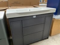 ROPER RHODES CONCIERGE 1000 FLOOR-MOUNTED FIVE-DRAWER UNIT IN MATTE CARBON WITH BASIN