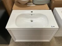 APPROX. 800 WALL-MOUNTED TWO-DRAWER MATTE WHITE UNIT & BASIN - 2