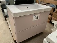 APPROX. 800 WALL-MOUNTED PALE PINK UNIT WITH BASIN