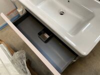 APPROX. 800 WALL-MOUNTED PALE PINK UNIT WITH BASIN - 4