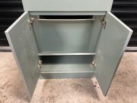 PREVIOUSLY FITTED 600 FLOOR-STANDING PISTACHIO GREEN TWO-DOOR UNIT WITH BASIN - 3