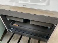 APPROX. 800 WALL-MOUNTED PALE PINK UNIT WITH BASIN - 5