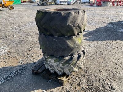 2No. 8 STUD RIMS & 3No. TYRES TO SUIT MERLO TELESCOPIC FORKLIFT 16.0/70-20