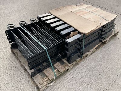 10No. UNUSED ROUND TOP METAL FENCING PANELS & POSTS