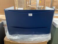 APPROX. 800 TWO-DRAWER WALL-MOUNTED INDIGO BLUE UNIT ONLY (NO BASIN)