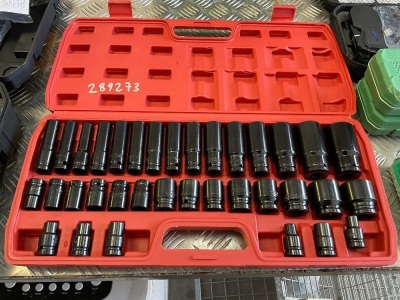 UNUSED 35 PIECE 1/2" DEEP SOCKET SET 8-32mm