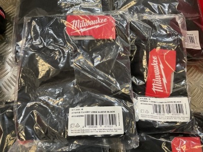 2No. UNUSED MILWAUKEE HYBRID LONG SLEEVE T-SHIRTS BLACK MEDIUM