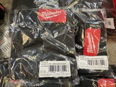 2No. UNUSED MILWAUKEE HYBRID LONG SLEEVE T-SHIRTS BLACK MEDIUM
