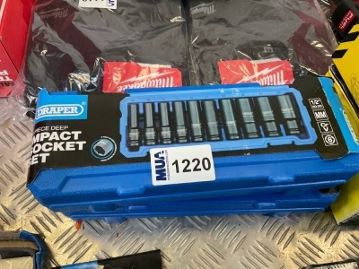 UNUSED DRAPER 10 PIECE 1/2 SOCKET SET