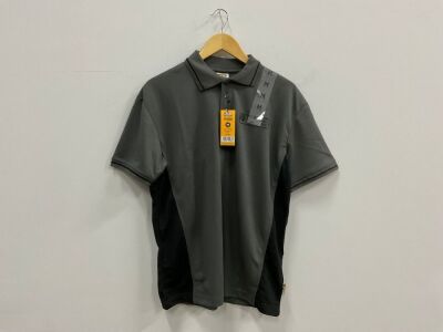 UNUSED JCB TRADE GREY/BLACK PERFORMANCE POLO SMALL