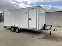 APPROX. 16ft x 6.6ft NIEWIADOW 2700KGS TWIN AXLE MOBILE BARBER STUDIO BOX TRAILER