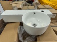 WOODEN CRATE TO INC. APPROX. 22No. UNUSED ATTI VERMONT RIGHT & LEFT HAND CERAMIC BASINS - 5