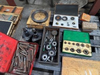 PALLET LOT OF ASSORTED TAPS & DIES & BORE GUAGES