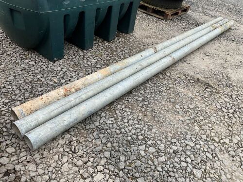 3No. APPROX. 5000mm x 140mm GALVANISED PIPE