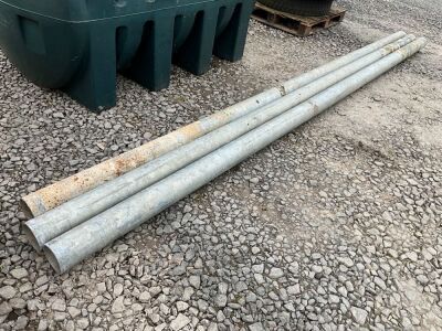 3No. APPROX. 5000mm x 140mm GALVANISED PIPE