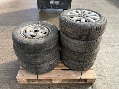 4No. 15" VOLKSWAGEN ALLOYS WITH SNOW TYRES &&nbsp;3No. RIMS & TYRES TO SUIT FORD TRANSIT&nbsp;
