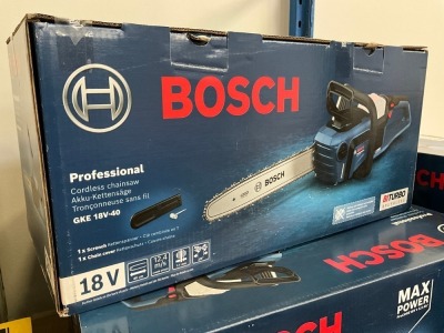 UNUSED BOSCH PROFESSIONAL GHE 18V-40 CORDLESS CHAIN SAW - UNIT ONLY