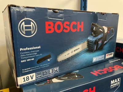 UNUSED BOSCH PROFESSIONAL GHE 18V-40 CORDLESS CHAIN SAW - UNIT ONLY