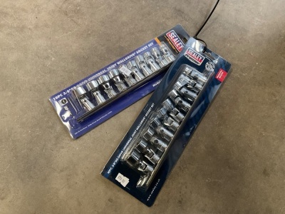2NO. UNUSED SEALY 10pc 3/8" SQUARE DRIVE UNIVERSAL SOCKET SET
