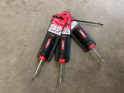 3NO. UNUSED MILWAUKEE HOLLOW CORE MAGNETIC NUT DRIVER
