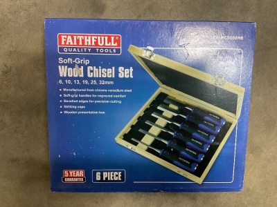 UNUSED FAITHFULL 6pc SOFT GRIP WOOD CHISEL SET