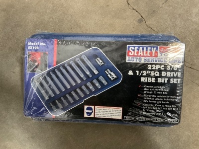 UNUSED SEALY 22pc 3/8" & 1/2" RIBE BIT SET