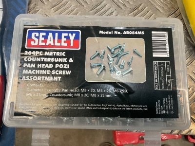 UNUSED SEALEY 263pc METRIC COUNTER SUNK & PAN HEAD POZI MACHINE SCREW ASSORTMENT