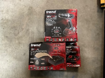 UNUSED TREND 18V COMBI CORDLESS DRILL, BATTERY & CHARGER
