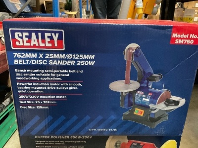 UNUSED SEALEY 125mm BELT/DISC SANDER
