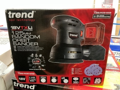 UNUSED TREND 18V 125mm CORDLESS ORBITAL SANDER - UNIT ONLY