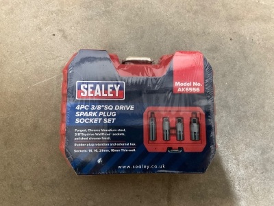 UNUSED SEALEY 4pc 3/8" DRIVE SPARK PLUG SOCKET SET