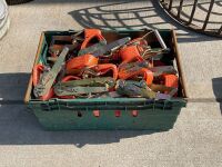 PLASTIC CRATE TO INC. APPROX. 20No. RATCHETTS & STRAPS