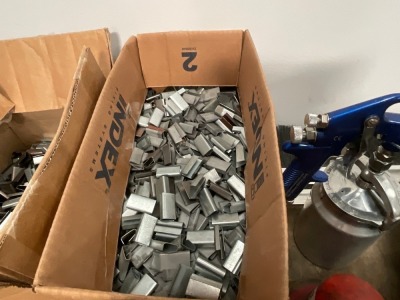 BOX OF UNUSED STRAPPING CLIPS