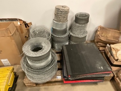PALLET OF ASSORTED UNUSED EXPANDING METAL & CARPET TILES