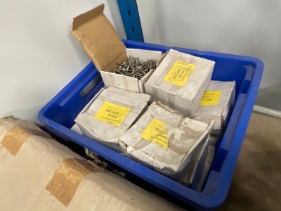 PLASTIC CRATE TO INC. APPROX. 2600No. UNUSED SCREWS