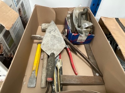 BOX TO INC. ASSORTED HAND TOOLS & TRAILER PARTS
