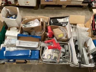 PALLET OF UNUSED DOOR ACCESSORIES