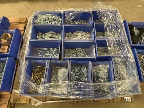 PALLET OF ASSORTED UNUSED BOLTS, NUTS & WASHERS