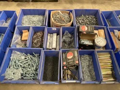 PALLET OF ASSORTED UNUSED BOLTS, NUTS & WASHERS